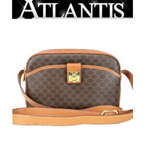 Celine Macadam Shoulder Bag Brown Leather